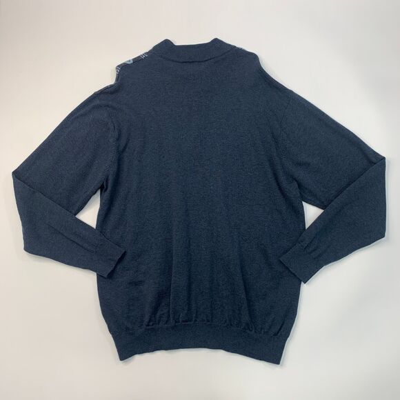 Greg Norman Sweater Mens XL Extra Large Storm Blue Argyle Wool Blend Quarter Zip - Picture 8 of 10